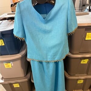 Elegant Blue Dress with Gold Accents p13